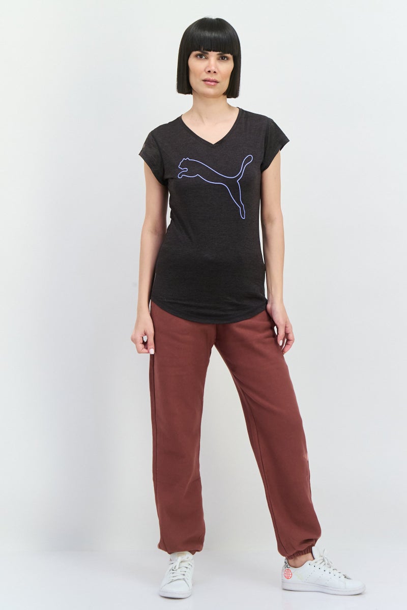 PUMA تي شيرت تدريب قصير الأكمام للنساء، أسود مائل للرمادي - Image 4